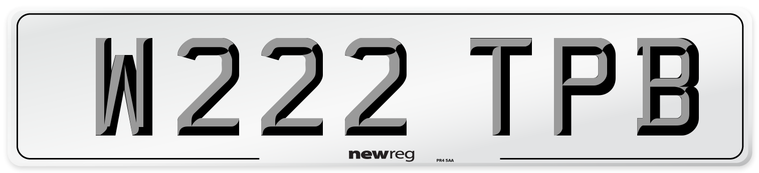 W222 TPB Number Plate from New Reg